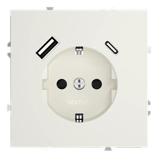 Изображение Розетка встраиваемая VOLTUM S70 с заземлением и защитными шторками 16А с USB A+С (хлопок)